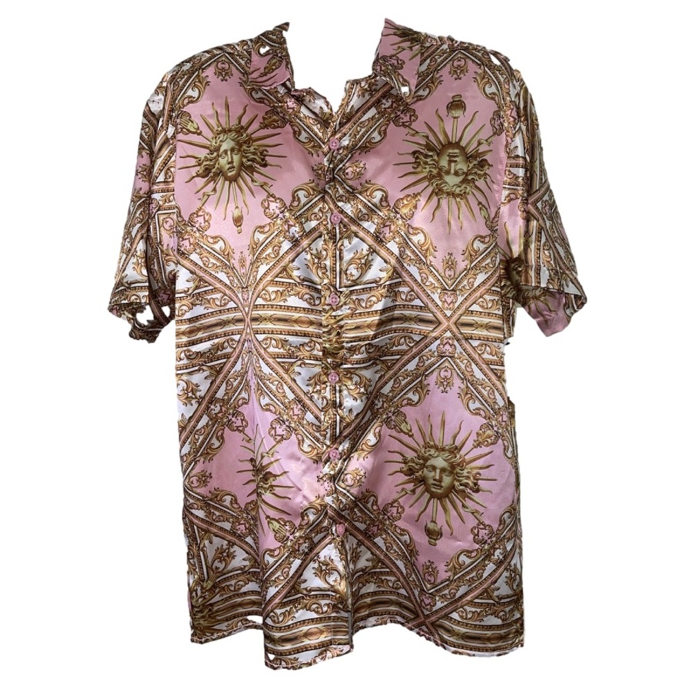 Baroque Gold mens button down pink and gold large